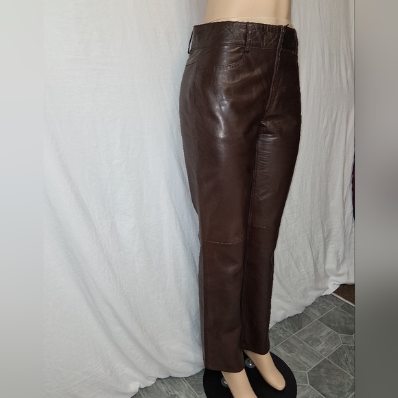 Banana Republic Dark Brown Straight Leg Vegan Leather Pant  Size 6 - Picture 16 of 17